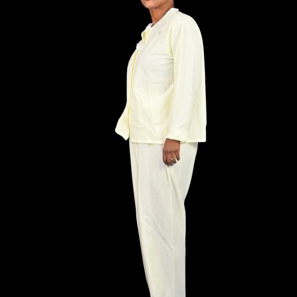 Vintage Katz Pajamas Yellow Pastel Flannel Tricot 60s New Set Embroidery Medium - Picture 3 of 16